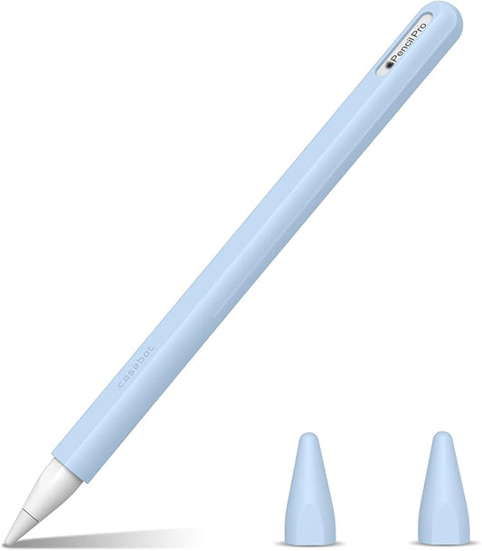 Fintie Silicone Sleeve for Apple Pencil Pro & Apple Pencil 2nd Generation, Light Pen Skin Case Cover Soft Protective Grip Holder with 2 Nib Covers Accessories, Sky Blue