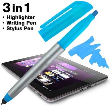 Stylus Ballpoint Pen With Highlighter Tips, 3-1 for Touchscreens, Writing and Highlighting, Bright Colors, Black Ink, Pack of 10