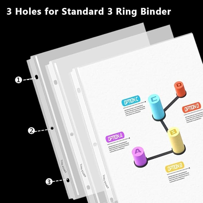 Sheet Protectors - 100 Sheets 4 mils Strong Extra Heavyweight Clear Top Load 8.5 x 11 Inch Highlight Transparent Acid-Free for 3 Ring Binder OS01100