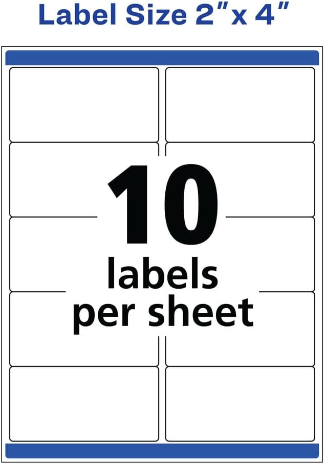 Avery Waterproof Labels with Ultrahold Permanent Adhesive, 2" x 4", Laser, 5-Pack, 2,500 Labels Total (05523)