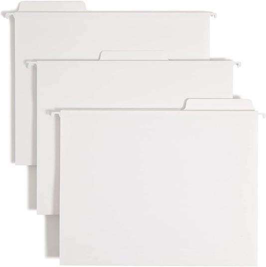 Smead FasTab Hanging File Folder, 1/3-Cut Built-in Tab, Letter Size, White, 20 per Box (64002) (Pack of 10)