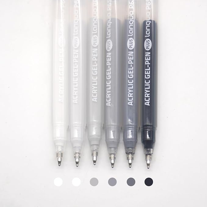 Acrylic Gel Pens for Coloring Books, Quick Dry 6 Pcs 1.0mm Fine Point Gel Marker Pen for Drawing, Journaling Art, Sketch color