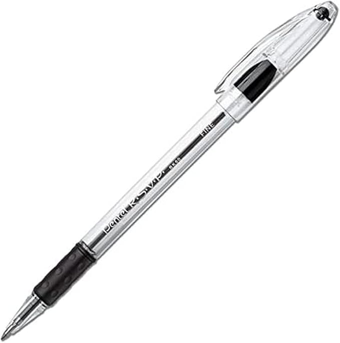 Pentel RSVP Ballpoint Pens, 0.7mm Fine Point, 6 Black & 6 Blue Ink Pentel Pens, Pack of 12