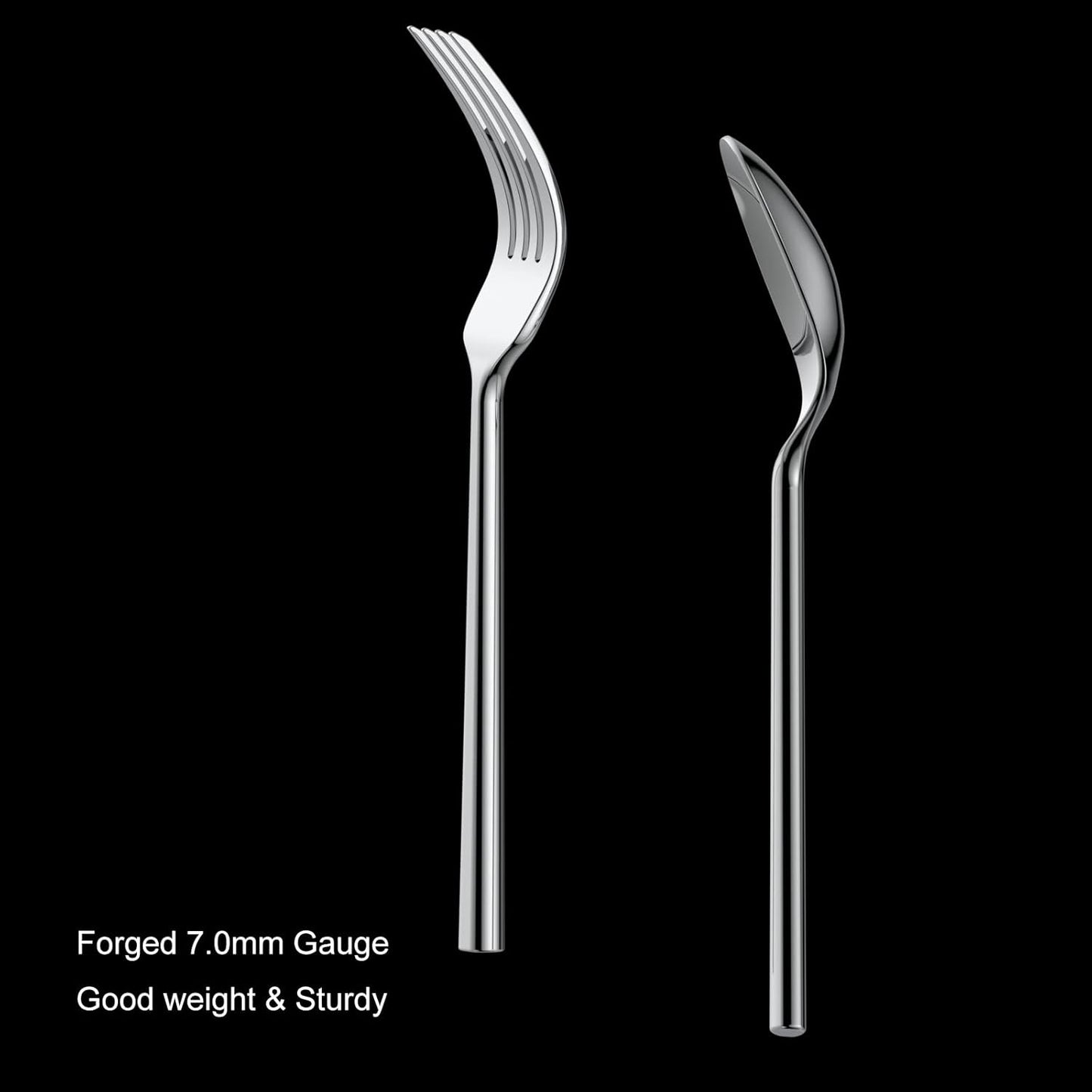 Alata Potter 65-Piece Forged Silverware Set, Service for 12 – Premium Stainless Steel Flatware Set, Modern Design with Satin Finish, Ideal for Home, Kitchen, Party, Camping