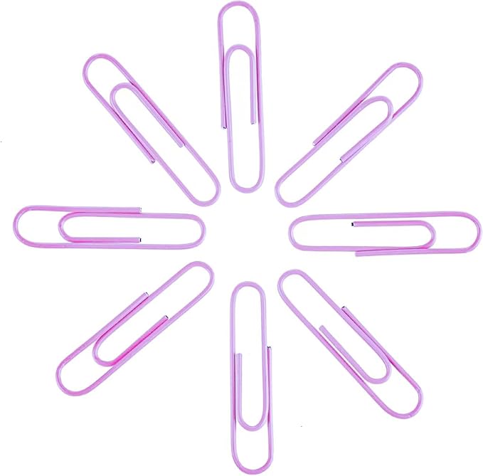 Macaron Colored Paper Clips, 1.1" Medium Paper Clip（28mm, 600pcs Paperclips for Office Supplies and Organization (Purple)