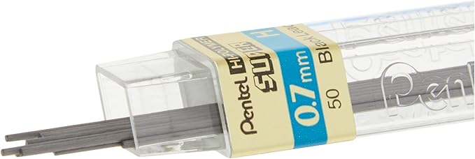 Pentel Super Hi-Polymer Lead Refill, 0.7mm Medium, H, 12 tubes of Lead (50-H) (Pack of 5)