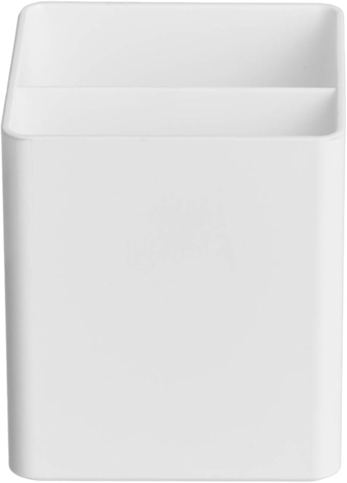 Amazon Basics Plastic Desk Organizer Pen Cup White | Holds Pens/Pencils