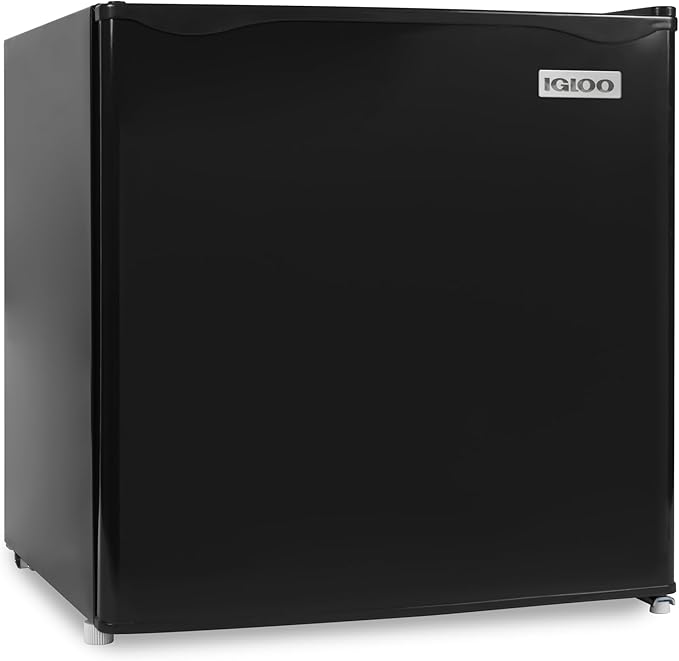 Igloo 1.6 Cu.Ft. Compact Refrigerator - Adjustable Thermostat, Glass Shelves, Includes Scraper, Ice Cube Freezer Drip Tray - Black