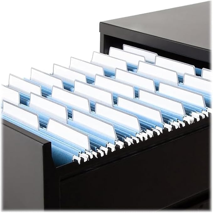 Smead Hanging File Folder with Erasable ProTab, 1/3-Cut Erasable Tabs, Adjustable Position, Letter Size, Blue, 20 per Box, Eraser Included