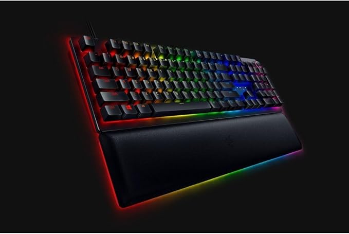 Razer Huntsman V2 Analog Gaming Keyboard: Adjustable Actuation via Analog Optical Switches - Rapid Trigger Mode - Chroma RGB Lighting - Magnetic Wrist Rest - Dedicated Media Keys & Dial - Black