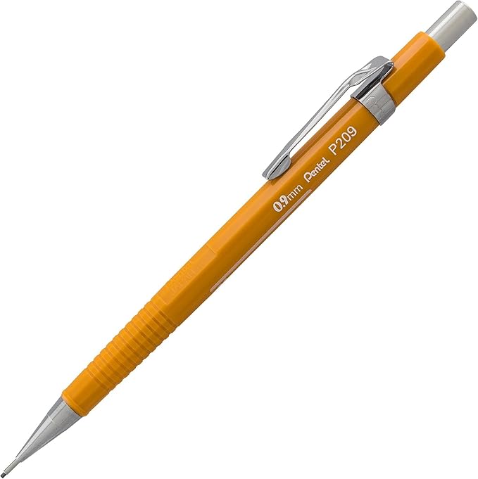 Pentel Sharp Mechanical Pencil 0.9mm With Lead & Eraser Refills, Yellow Barrel - Pack of 3