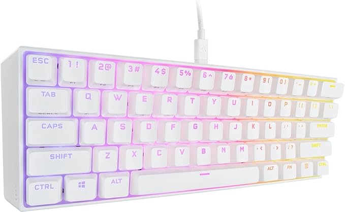 Corsair - K65 RGB Mini Wired 60% Mechanical, CH-9194114-NA, Cherry MX Speed Linear Switch Gaming Keyboard with PBT Double-Shot Keycaps - White (Renewed)