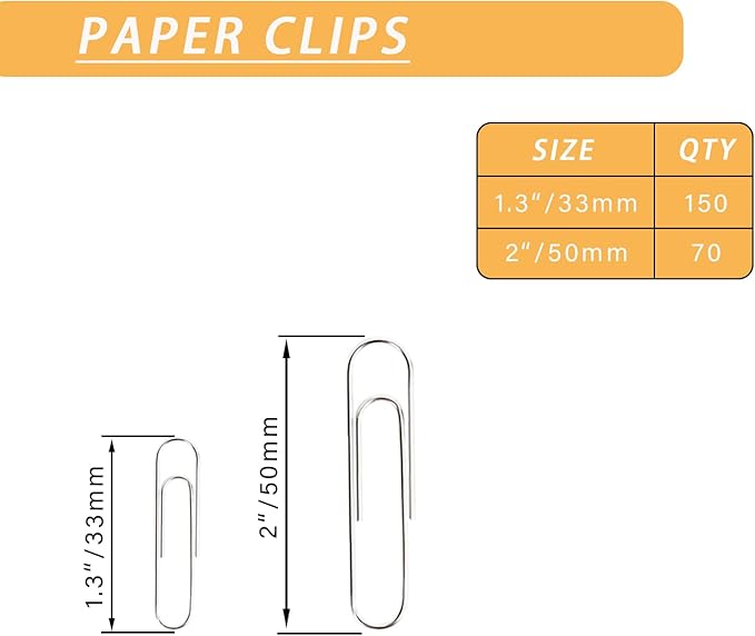 220pcs Silver Paper Clips, Medium and Jumbo Size (1.3 inch & 2 inch) Office Paperclips - with Storage Box in Each Size for Easy Storage