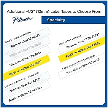 Brother Genuine P-Touch, TZe-231 10-Pack Tape (TZE23110PK) ½ inch (0.47 inch) x 26.2 ft. (8m) (Pack of 10) Laminated P-Touch Tape, Black on White