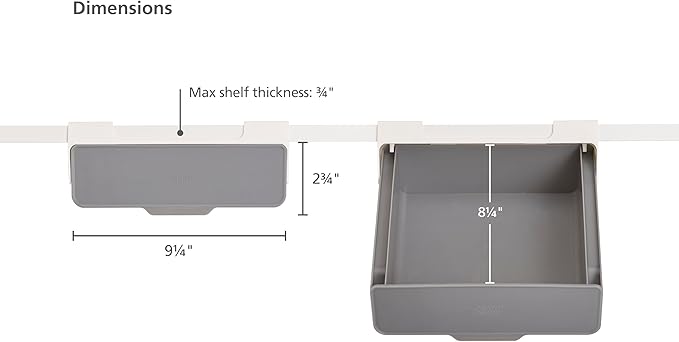 Joseph Joseph CupboardStore Under Shelf Drawer Kitchen Cabinet Storage Organizer, Space Saving, Gray/ White