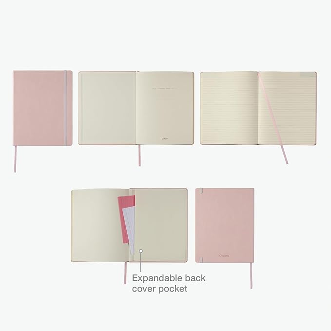 Oxford Journal, Lined Writing Notebook, Writer's Journal, Classic Notebook for School or Office, 192 Pages, 7.5" x 9.5", Hardcover, Blush (75503)