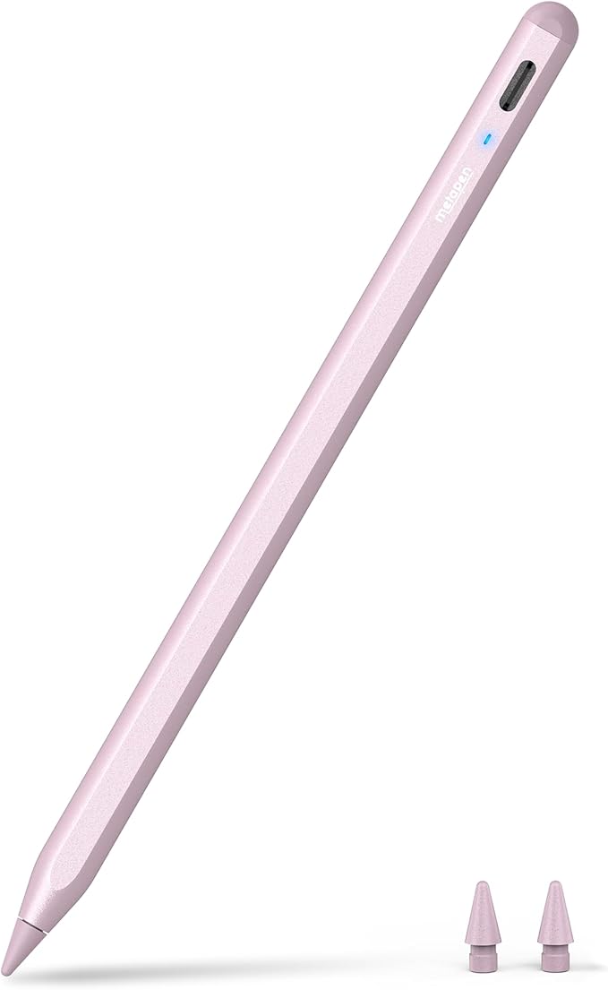 Metapen Pencil A8 for Apple iPad 2018-2025, (2X Faster Charge), Tilt Sensitivity, Pixel Precision, Stylus Pen for iPad 11/10/9/8/7/6th Gen, Pro 12.9/11/13-inch M4, Air 3/4/5/M2/M3, Mini 5/6th, Pink
