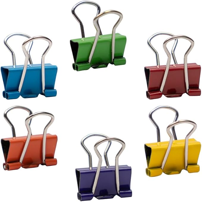 JAM PAPER Colorful Binder Clips - Small - 3/5 Inch (15 mm) - Assorted Binderclips - 6 Packs of 30