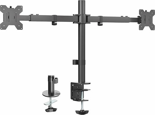VIVO Premium Dual Ultra Wide LCD LED 27 to 38 inch Monitor Desk Mount, Heavy Duty, Adjustable Telescoping Arms, Flush Wall Setup, Fits 2 Screens, Black, STAND-TS38C