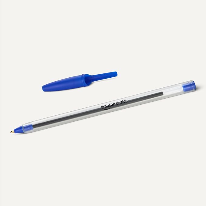 Amazon Basics Ballpoint Pens, Medium Point 1.0mm, Blue Ink, 144-Pack
