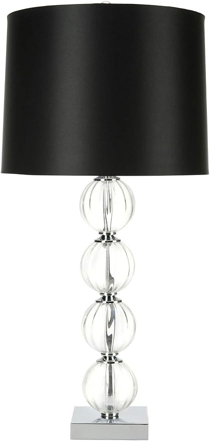SAFAVIEH Lighting Collection Amanda Modern Crystal Globe/ Black Shade 30-inch Bedroom Living Room Home Office Desk Nightstand Table Lamp (LED Bulbs Included)