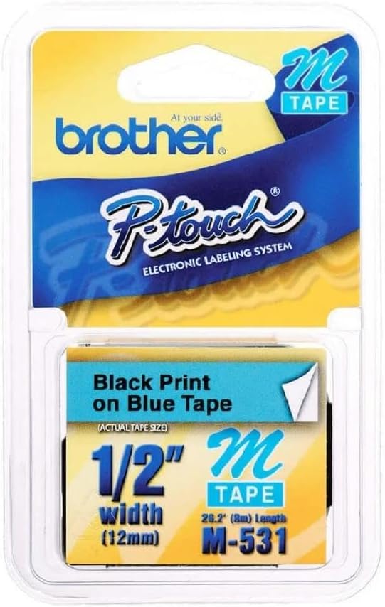 Brother Tape Cartridge 0.5IN Wide, Non-laminated Black On Blue ( M531 )