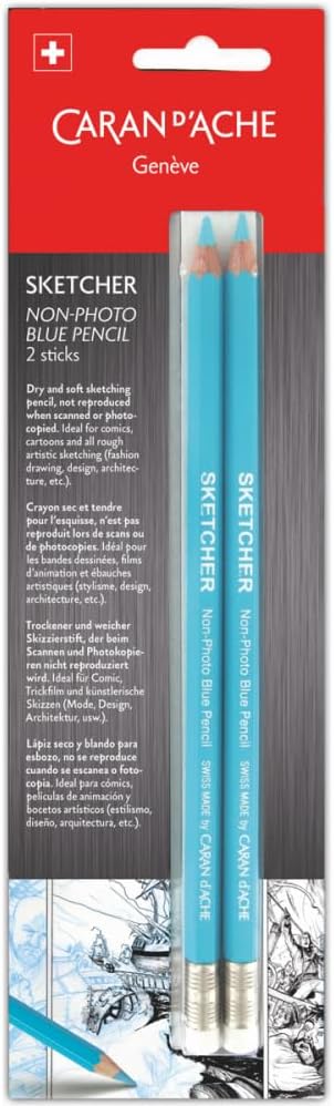 Caran d'Ache Sketcher Non-Photo Blue 2 Pc Blister Card (903.302 )