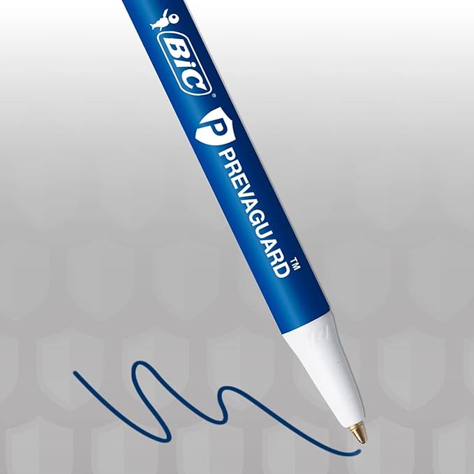 BIC PrevaGuard Clic Stic Ballpoint Pen Contains Built-in Protection On the Pen To Suppress Bacteria Growth, 12-Count