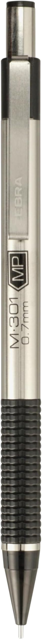 Zebra Pen, M-301 Mechanical Pencil, 0.7mm Point, Stainless Steel Barrel, Textured Grip, Smooth Writing Performance, Refillable, STEEL Series, 2-Count, (54312)