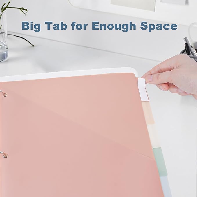 6 Tabs Binder Dividers with Pockets, Binder Dividers with Tabs for 3 Ring Binder Letter Size, Durable Plastic Binder Organizer, Vintage, 2 Sets