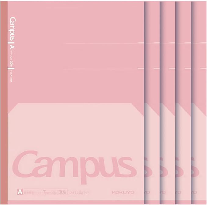 KOKUYO Composition Notebooks, 7" x 10" Kimochii Dot Lined Notebook, 30 Sheets College Ruled Paper, 5 Pack Pink B5 Notebook for School and Work, School Supplies Comp Book for Note Taking, Japan Import