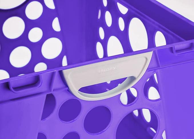 Storex Premium File Crate with Molded Handles – Letter and Legal Document and Folder Storage, Classroom Purple 3-Pack (61459U03C)