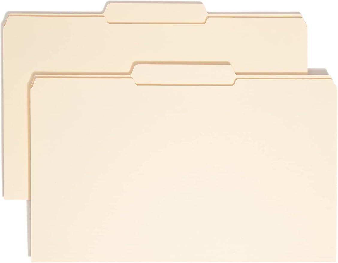 Smead File Folder, Reinforced 1/3-Cut Tab, Center Position, Legal Size, Manila, 100 per Box (15336)