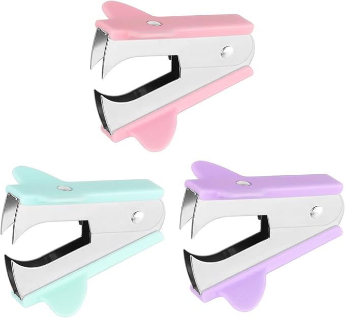 3 Pack Staple Remover Tool Set,Professional Claw Pinch Jaw Style Staple Puller for Home,Office & School (Pink,Purple,Blue)