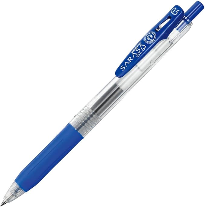 Zebra Pen Sarasa Clip Recycled Retractable Gel Pen, 0.5mm Fine Point, Blue Ink, Water-Based, Ideal for Office and School, Journal, Note Taking and Planner Use, 75% Recycled,12-Pack (47320AMZ)