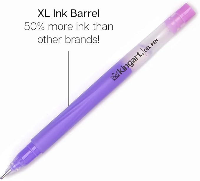 KINGART 24 Gel Pens Set: Glitter, Metallic & Pastel Colors for Adult Coloring Books, Journaling, Scrapbooking & DIY Crafts