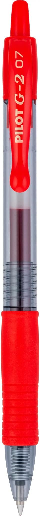 Pilot G2 Premium Gel Roller Pens, Fine Point 0.7 mm, Red Pens, Pack of 4 - Ideal for School, Journaling & Office Writing