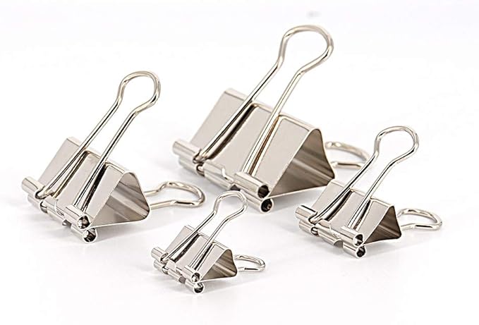 Binder Paper Clips, Assorted Sizes Set (Mini, Small, Medium, Large) for Office School and Home Supplies (Silver)