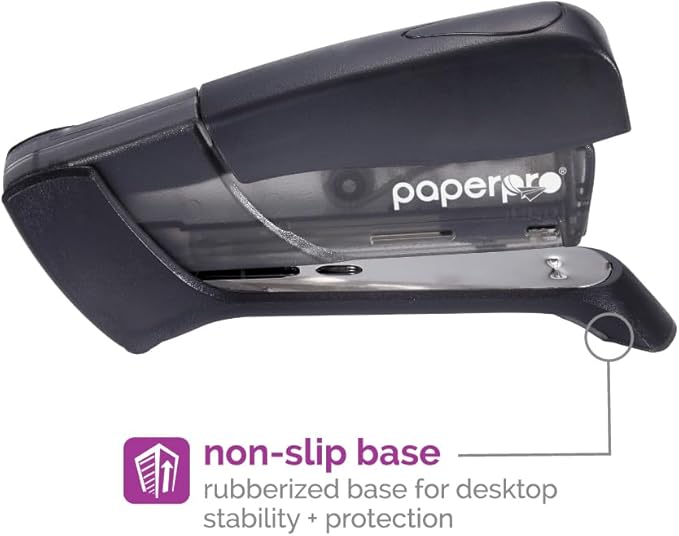 PaperPro Compact Classic Desktop Stapler, 15 Sheet Capacity, No Effort, One Finger, 80% Easier Stapling, Black