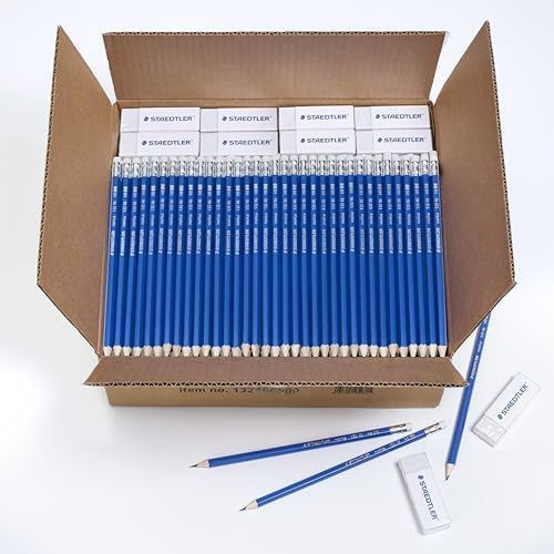 STAEDTLER Norica Pencil Set: 18 Pre-sharpened #2 HB Pencils with 1 Eraser & 1 Sharpener, Break-Resistant Lead