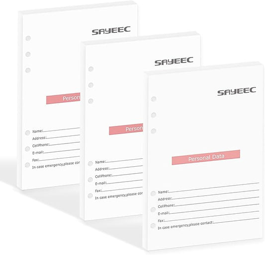 SAYEEC Refill Paper Loose Leaf Lined Paper for A5 Planner Organizer, 80 Sheets 6 Holes Ring Binder Planner for Journals Notebooks Diaries Inserts (3 Pack Refillable Loose Leaf)