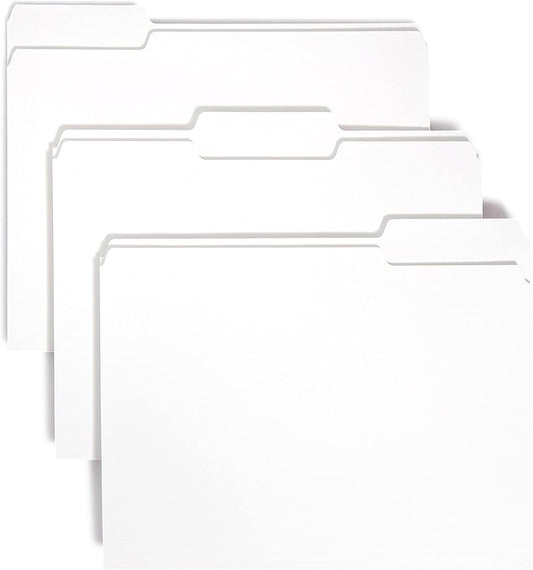 Smead Standard File Folders, 100 Count, White, 1/3-Cut Tabs, Letter Size (12843)