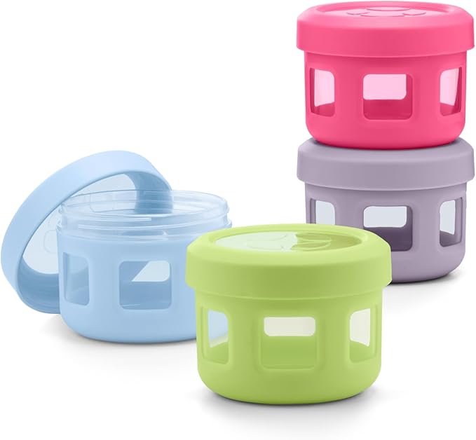 Ello Reusable Condiment Containers 4oz each with Screw-on Leak Proof Lid | Perfect for Salad Dressing Sauce Dips Lunchbox Picnic Travel Bento Box | BPA-Free | Dishwasher Safe