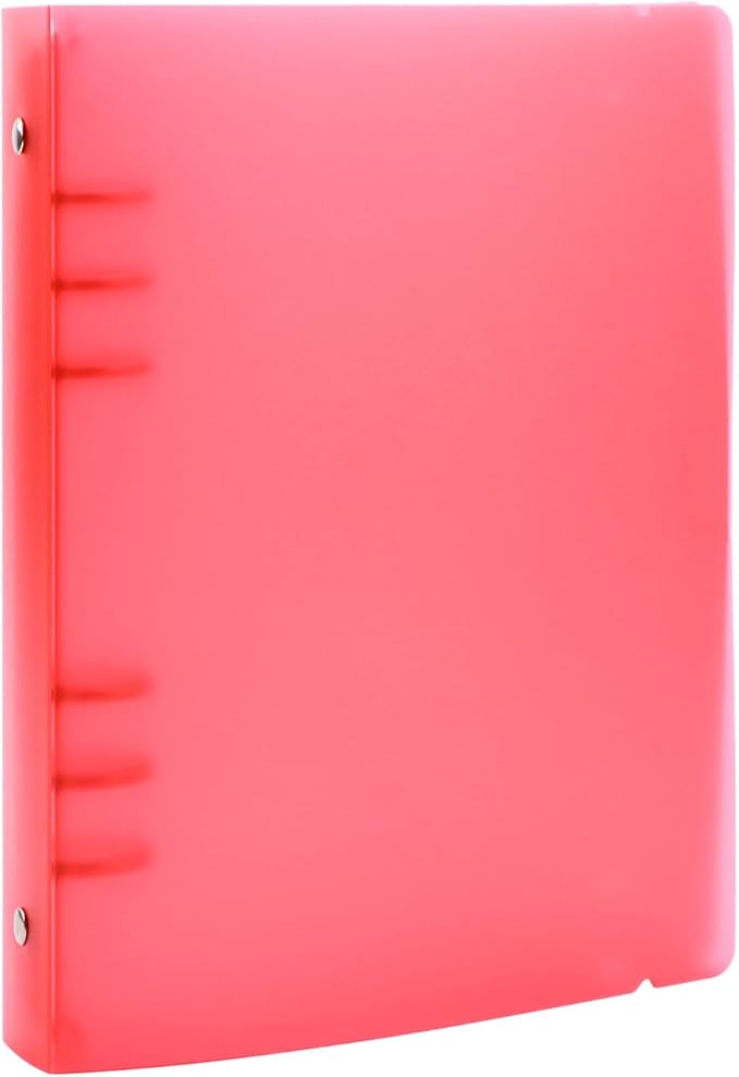 BAOFALI 2Pcs /Set A5 6 Ring Binder Cover Clean Transparent Soft PVC for Refillable Notebook Shell withMatte surfaceforStamp & Die Storage (Red)