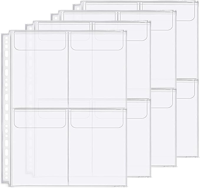 Zelten 4 Pack A4 4 Pockets Binder Folders Waterproof 4/26/30 Holes Divider for Personal Organiser (4 Pocket, A4)