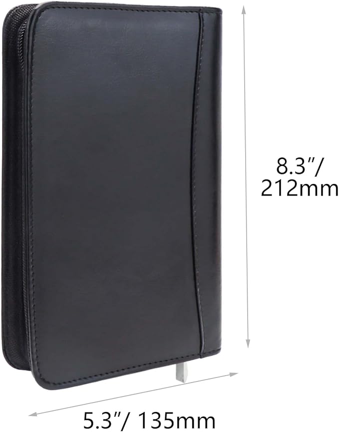 Black A6 Budget Binder Zipper PU Leather Binders Cover Refillable 6 Rings Loose Leaf Binding Cover for Planner Traveller Journal Accessories Supplies (Black A6 Binder)