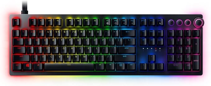 Razer Huntsman V2 Optical Gaming Keyboard: Linear Optical Switches - 8000Hz Polling Rate - Doubleshot PBT Keycaps - Dedicated Media Keys & Dial - Ergonomic Wrist Rest - Snap Tap