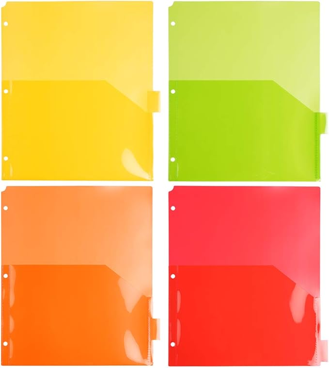JAM PAPER Plastic Index 8-Tab Dividers w/Double Pockets - 9 3/4 x 11 1/2 - Assorted Multi-Color - 8 Tabbed Dividers/Pack