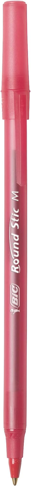 BIC Round Stic Xtra Life Red Ballpoint Pens, Medium Point (1.0mm), 10-Count Pack of Bulk Pens, Flexible Round Barrel for Writing Comfort, No. 1 Selling Ballpoint Pens
