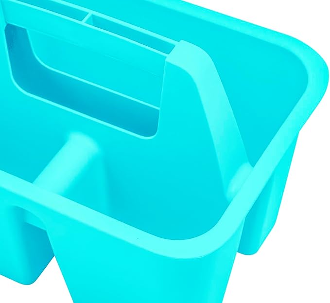 Storex Mini Classroom Caddy, Multipurpose Classroom Organizer with Handle, Teal, 12-Pack (01065U12C)